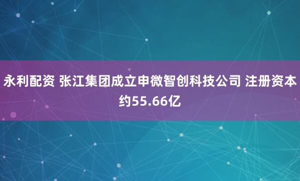永利配资 张江集团成立申微智创科技公司 注册资本约55.66亿